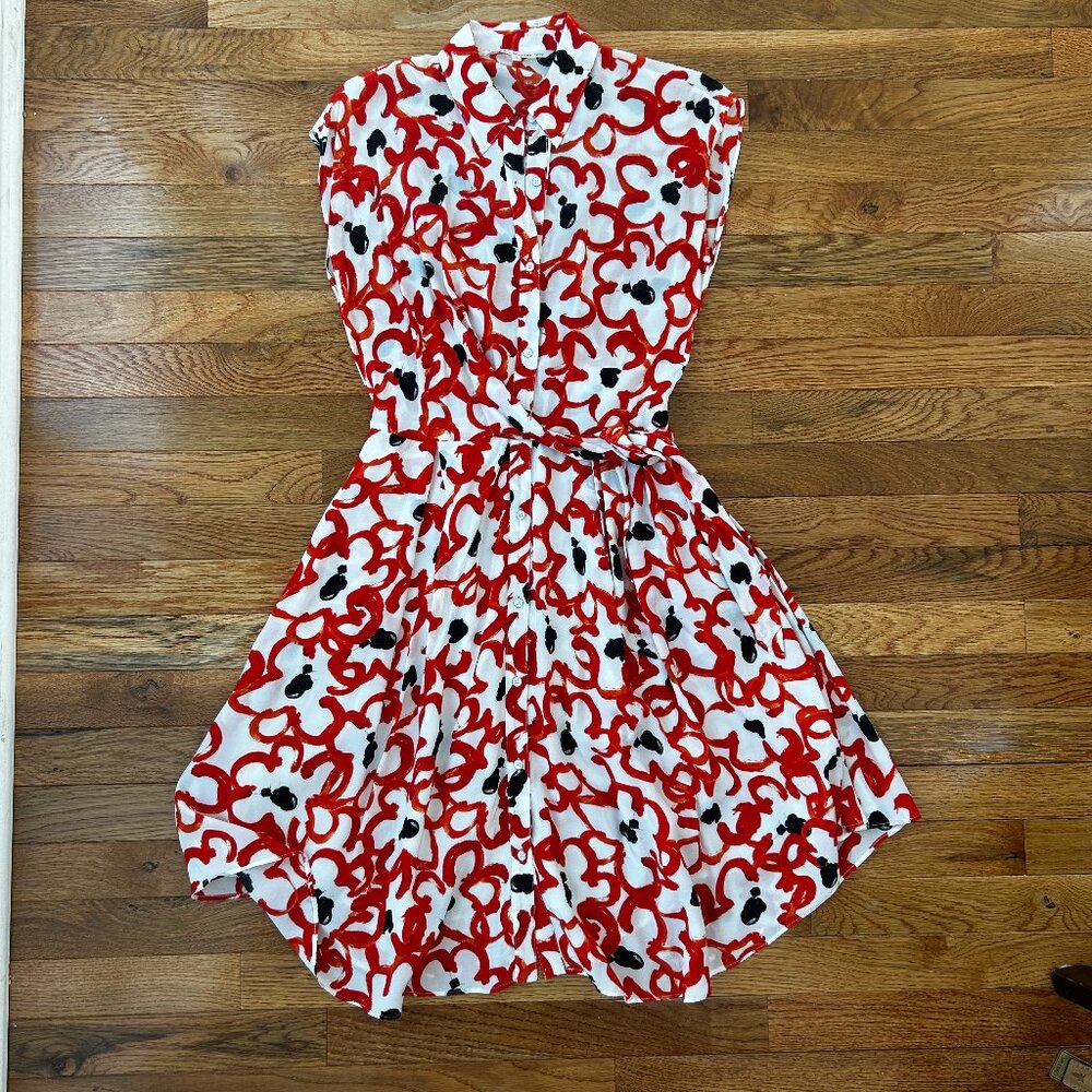 RACHEL Rachel Roy Red, White & Black Asymmetrical Dress